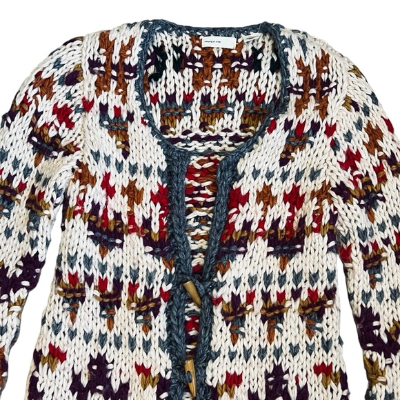 Anthropologie Sleeping On Snow Women’s Sz M Long Knit Cardigan Sweater Nordic - Picture 3 of 12